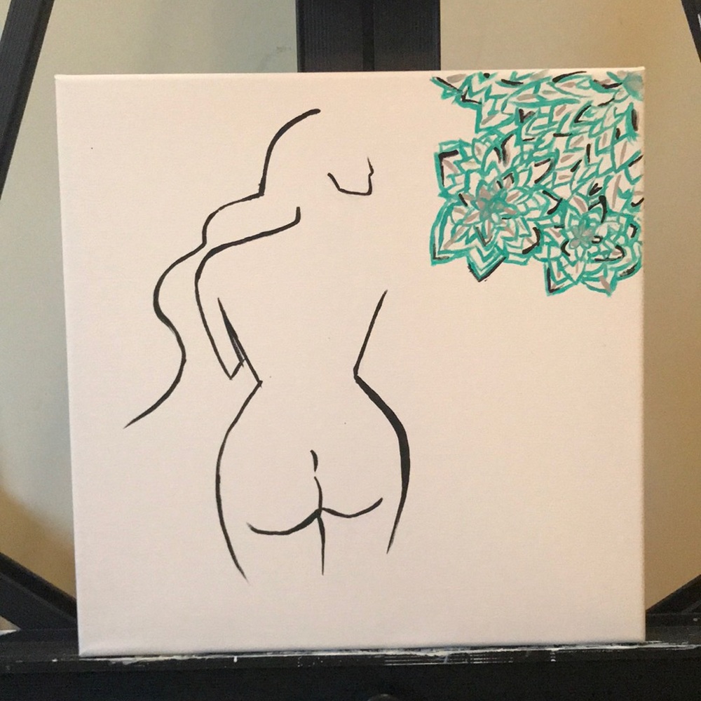 HAND PAINTED || floral lady